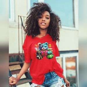 Red Graphic Bear T-Shirt S-XL